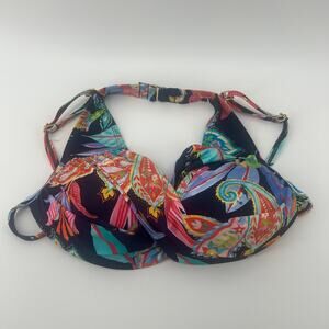 New La Blanca Tropical Paisley Bikini Top Bra Size 6 Made in USA